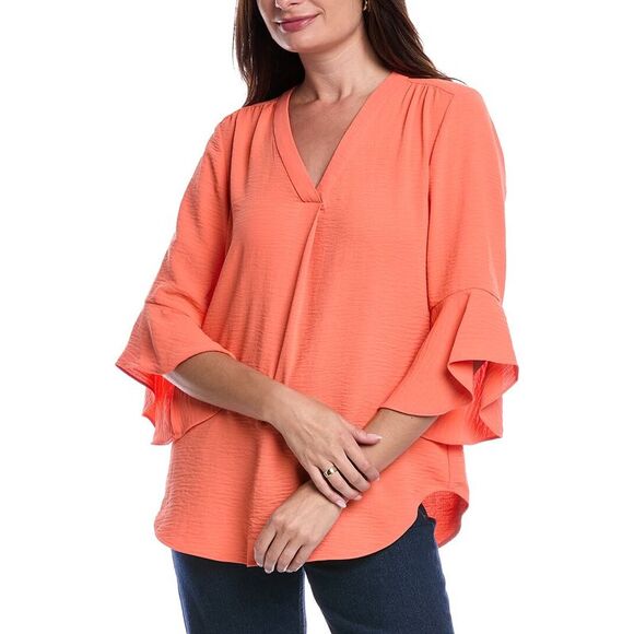 Jones New York Womens  Y-Neck Blouse, Orange - Picture 1 of 3